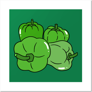 Four Green Bell Peppers Posters and Art